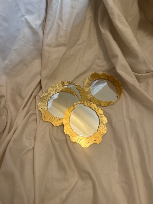 Mini Bamboo Earring Mirror -Coaster Set